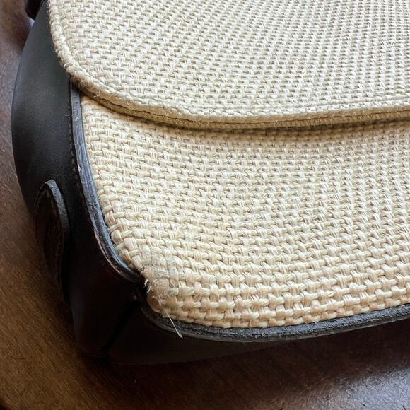 Vintage Liz Claiborne - classic woven cream leather foldover shoulder bag purse - Picture 13 of 16